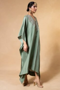 Jayanti Reddy Green Zardosi Embellished Kaftan -Divine Couture 2104jr08 2