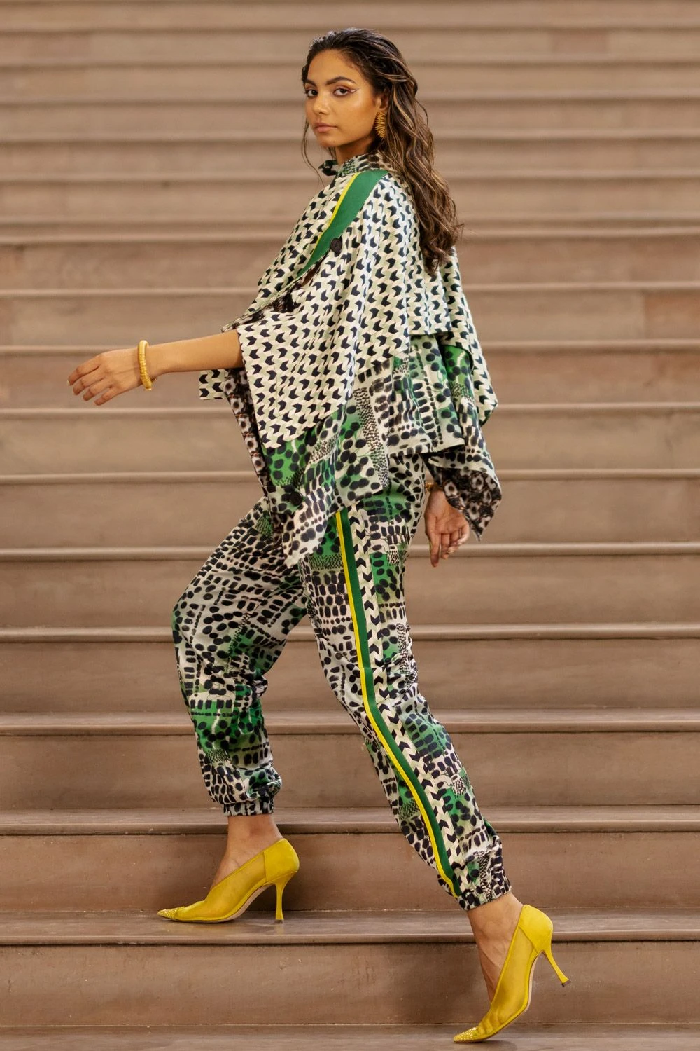 AK-OK By Anamika Khanna Camo Print Draped Jacket With Jogger Pants 4 AK-OK By Anamika Khanna Camo Print Draped Jacket With Jogger Pants - Image 2