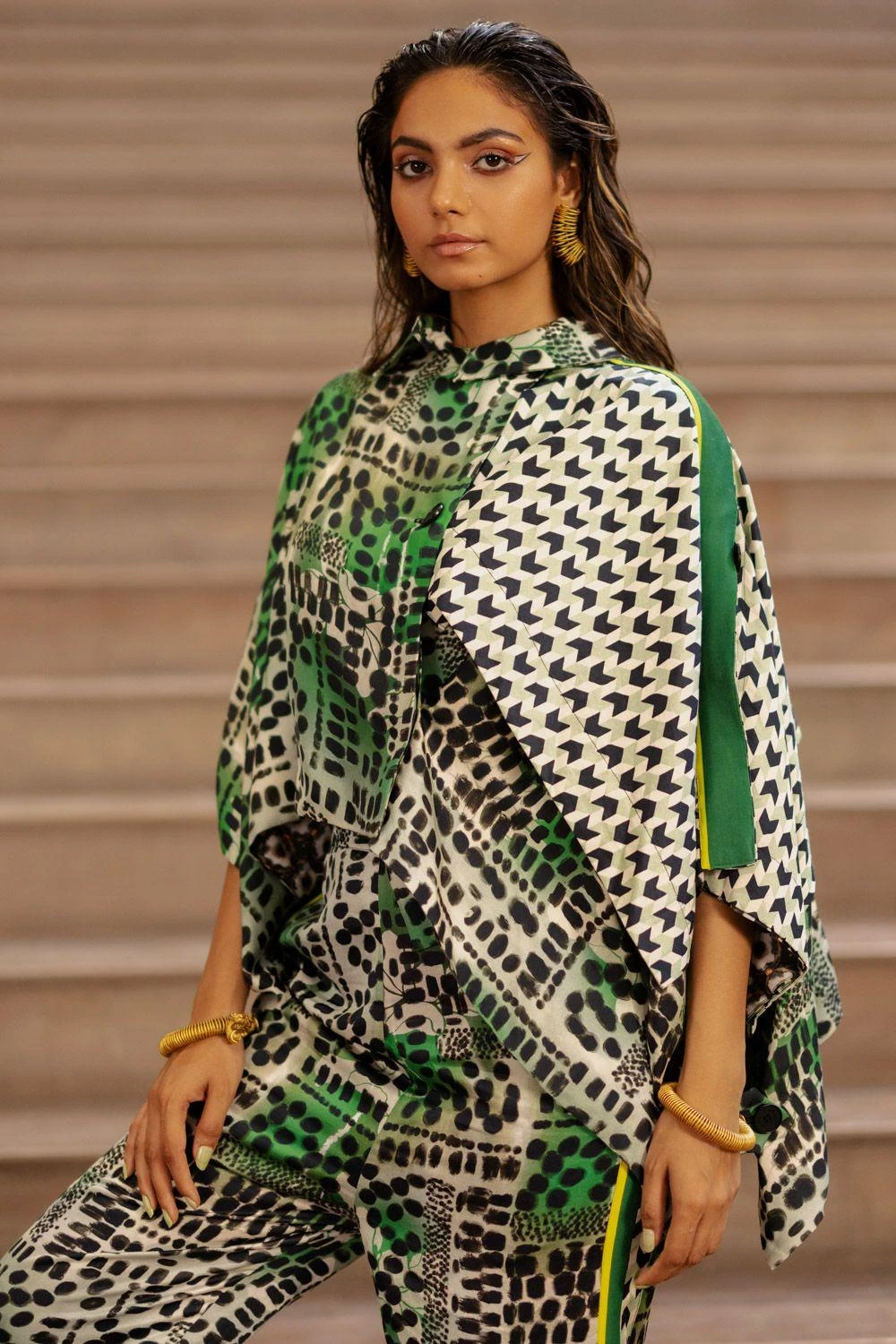 AK-OK By Anamika Khanna Camo Print Draped Jacket With Jogger Pants 5 AK-OK By Anamika Khanna Camo Print Draped Jacket With Jogger Pants - Image 3