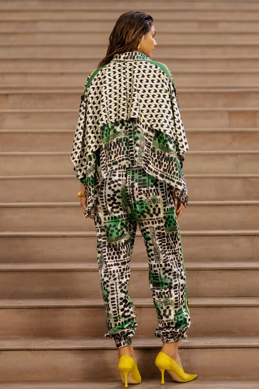 AK-OK By Anamika Khanna Camo Print Draped Jacket With Jogger Pants 6 AK-OK By Anamika Khanna Camo Print Draped Jacket With Jogger Pants - Image 4