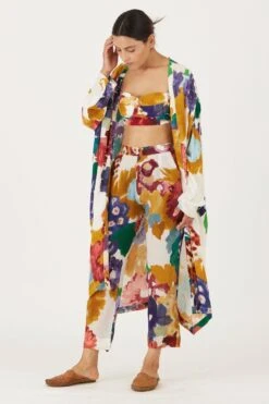 YAM White Handpainted Floral Cape Set -Divine Couture 21223yam6 2