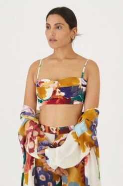 YAM White Handpainted Floral Cape Set -Divine Couture 21223yam6 4