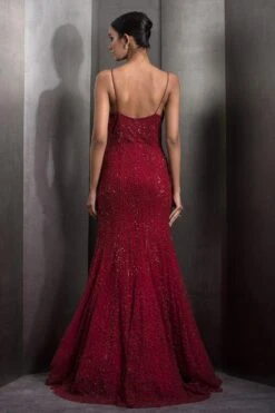 Rohit Gandhi + Rahul Khanna Claret Red Starry Glitch Gown -Divine Couture 2124rgrk2 4