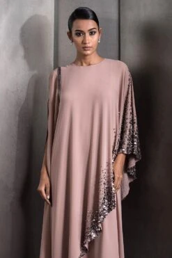 Rohit Gandhi + Rahul Khanna Rose Gold Stone Andesite Draped Kaftan -Divine Couture 2124rgrk20 4