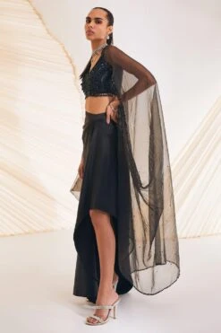 Divya Aggarwal Black Vivien Cape Set -Divine Couture 21723da14 3