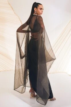 Divya Aggarwal Black Vivien Cape Set -Divine Couture 21723da14 5