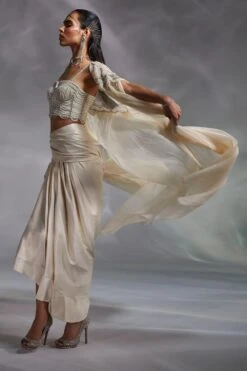 Divya Aggarwal Off White Hand Embellished Cape Set -Divine Couture 21723da5 3