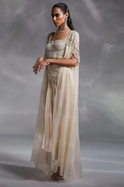Divya Aggarwal Off White Hand Embellished Cape Set -Divine Couture 21723da5 4