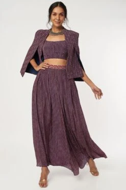 SVA Blue Leaf Printed Jacket Set