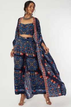 SVA Blue Butta Print Cape Set