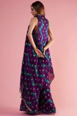 Payal Singhal Purple Embroidered Leheriya Cape Set -Divine Couture 221123ps03 4