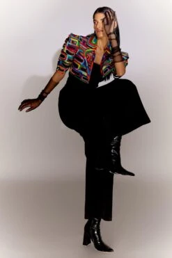 Mini Sondhi Bricks Cutwork Cropped Jacket & Jumpsuit Set -Divine Couture 22623ms37 3