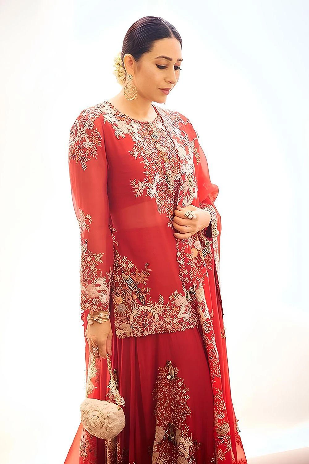 Anamika Khanna Red Floral Embellished Sharara Set 4 Anamika Khanna Red Floral Embellished Sharara Set - Image 2
