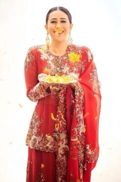 Anamika Khanna Red Floral Embellished Sharara Set 7 Anamika Khanna Red Floral Embellished Sharara Set -Divine Couture 22923akok9 3