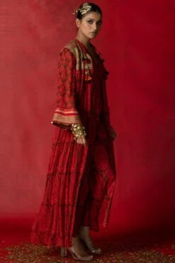 Pooja Keyur Brown & Red Aari Embroidered Overlay Jacket -Divine Couture 229pk37 3