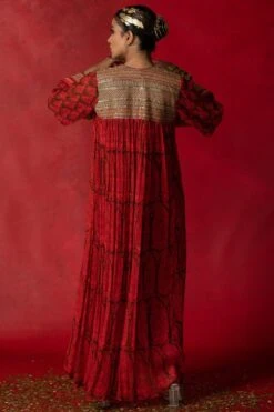 Pooja Keyur Brown & Red Aari Embroidered Overlay Jacket -Divine Couture 229pk37 5
