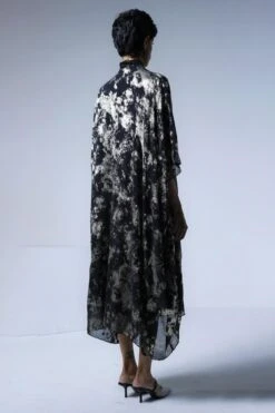 Shorshe Black Chiffon V-neck Kaftan 11 Shorshe Black Chiffon V-neck Kaftan -Divine Couture 2301se05 5