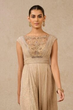 Tarun Tahiliani Champagne Embellished Jumpsuit -Divine Couture 231023tt37 3 1