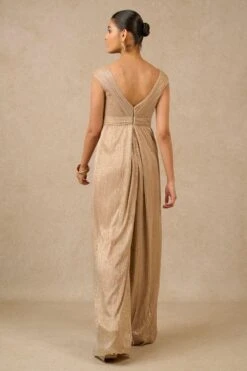 Tarun Tahiliani Champagne Embellished Jumpsuit -Divine Couture 231023tt37 4 1