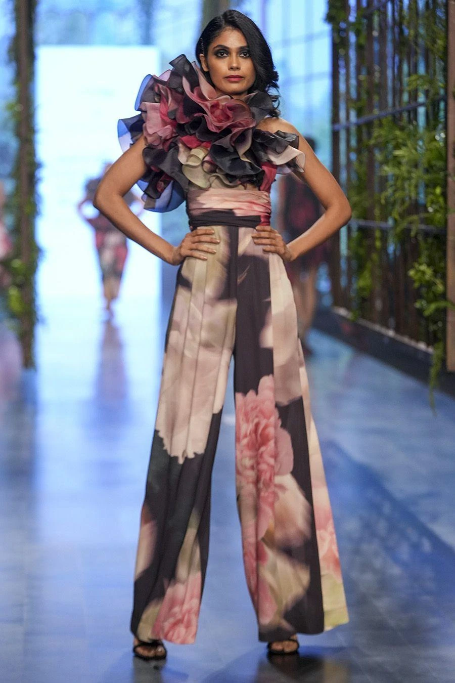 Gauri & Nainika Dark Carnation One Shoulder Jumpsuit 4 Gauri & Nainika Dark Carnation One Shoulder Jumpsuit - Image 2