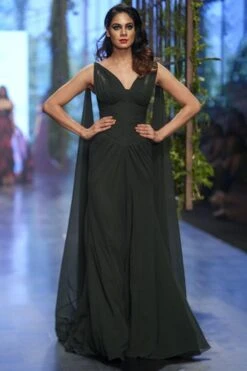 Gauri & Nainika Emerald Green Fluted Gown