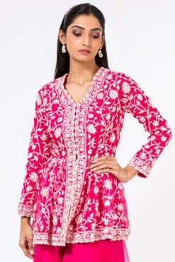 Devika Bhayana Pink Embroidered Peplum & Sharara Pants 10 Devika Bhayana Pink Embroidered Peplum & Sharara Pants -Divine Couture 2312db6 4 1