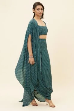 SVA Blue Butti Printed Cape Set -Divine Couture 23sva43 3