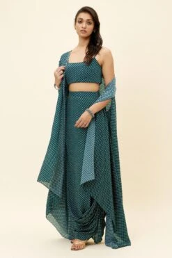 SVA Blue Butti Printed Cape Set -Divine Couture 23sva43 4