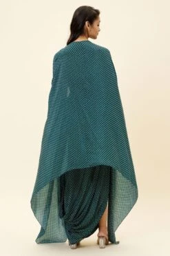 SVA Blue Butti Printed Cape Set -Divine Couture 23sva43 8