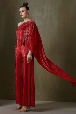 Namrata Joshipura Red Jewel Cluster One Shoulder Jumpsuit -Divine Couture 2411nj14 4