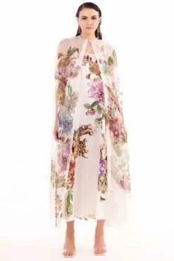 Eeksha Ivory Embellished Cape & Slip Dress