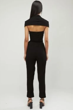 Gauri & Nainika Black Halter Neck Jumpsuit -Divine Couture 248g n24 3