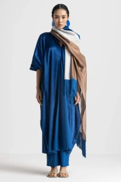 Three Electric Blue V-neck Tunic Set