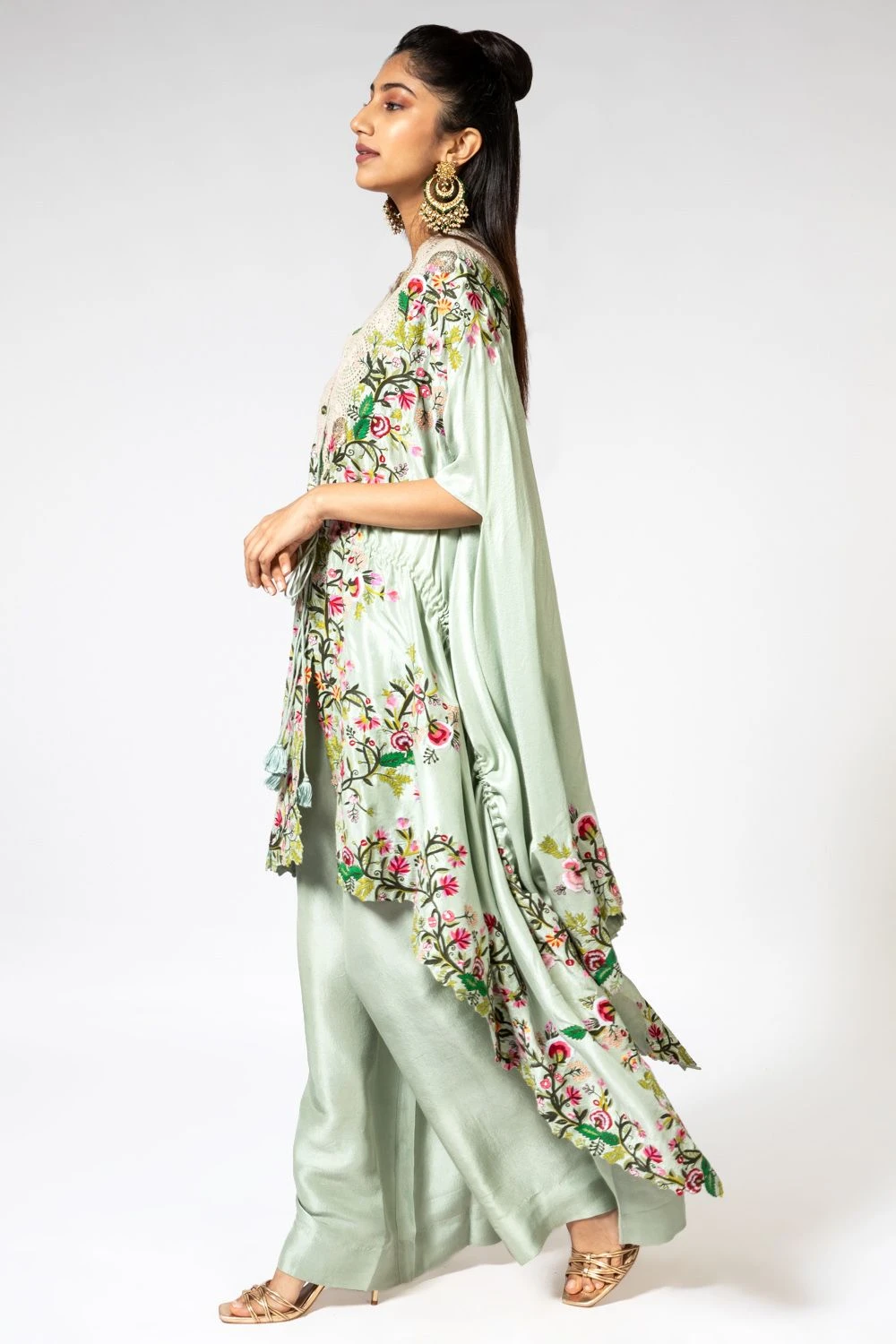 Anamika Khanna Mint Green Silk Cape Set 4 Anamika Khanna Mint Green Silk Cape Set - Image 2