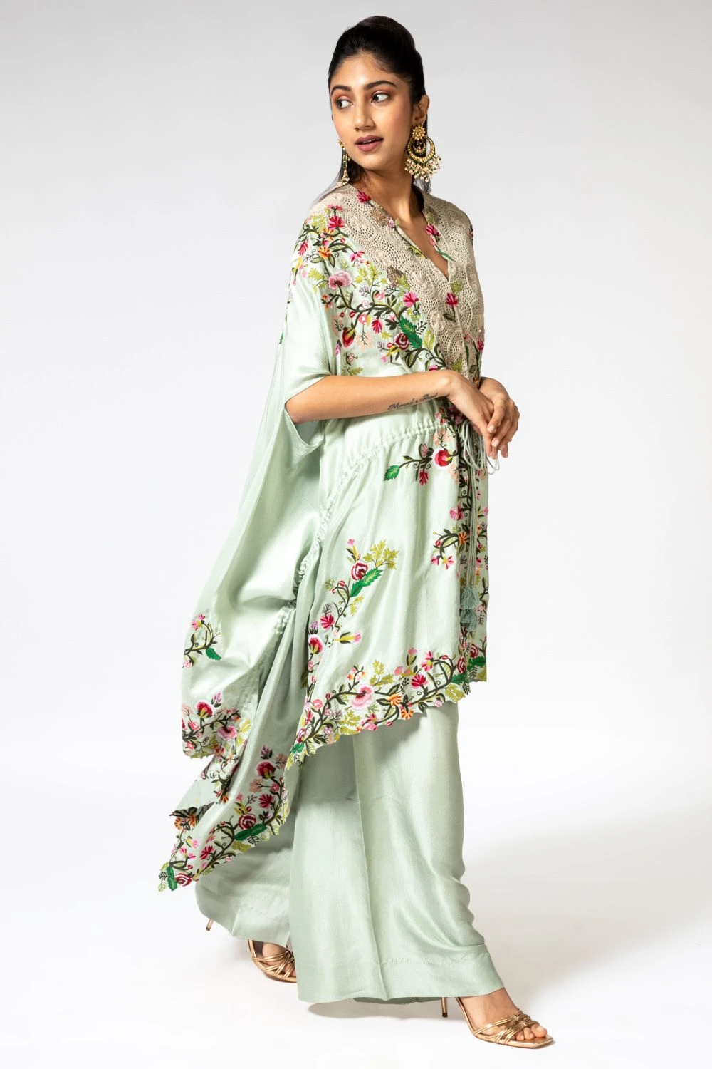 Anamika Khanna Mint Green Silk Cape Set 5 Anamika Khanna Mint Green Silk Cape Set - Image 3