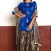 Shorshe Blue & Slate Silver Banarasi Brocade Kurta Set 1 Shorshe Blue & Slate Silver Banarasi Brocade Kurta Set -Divine Couture 261223she21 1