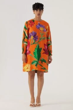 YAM Orange Botanical Printed Dress