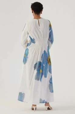 YAM Blue Poppies Pintucked Dress -Divine Couture 26623yam14 5