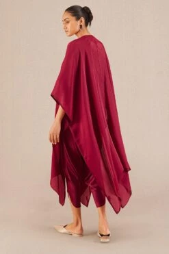AMPM Nyra Plush Merlot Satin-organza Cape Set 11 AMPM Nyra Plush Merlot Satin-organza Cape Set -Divine Couture 271223am36 5