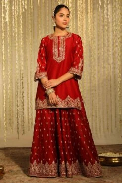 Sheetal Batra Mishika Red Floral Embellished Kurta Set -Divine Couture 2712s23b27 3