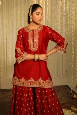 Sheetal Batra Mishika Red Floral Embellished Kurta Set -Divine Couture 2712s23b27 4