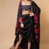 Saaksha & Kinni Black Abstract Printed Mirror Embellished Cape Set -Divine Couture 27423sk9 1
