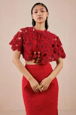 Chandrima Red Poppy Cape -Divine Couture 2811cha26 2