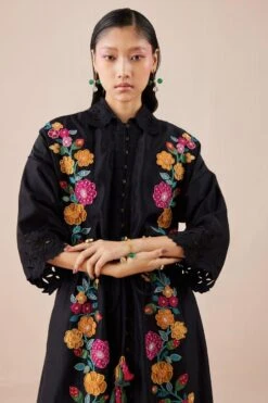 Chandrima Black Applique Shirt Dress -Divine Couture 2811cha4 2