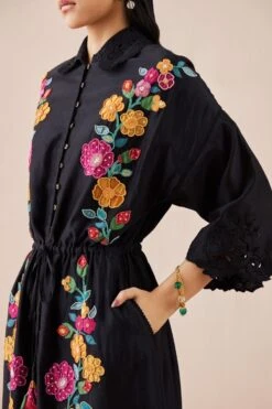 Chandrima Black Applique Shirt Dress -Divine Couture 2811cha4 3