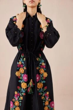 Chandrima Black Applique Shirt Dress -Divine Couture 2811cha4 4
