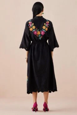 Chandrima Black Applique Shirt Dress -Divine Couture 2811cha4 5