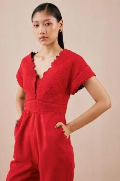 Chandrima Red Quilted Jumpsuit -Divine Couture 2811cha50 3