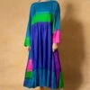 Injiri Blue Handwoven Clamp Dyed Dress -Divine Couture 2811inj6 1