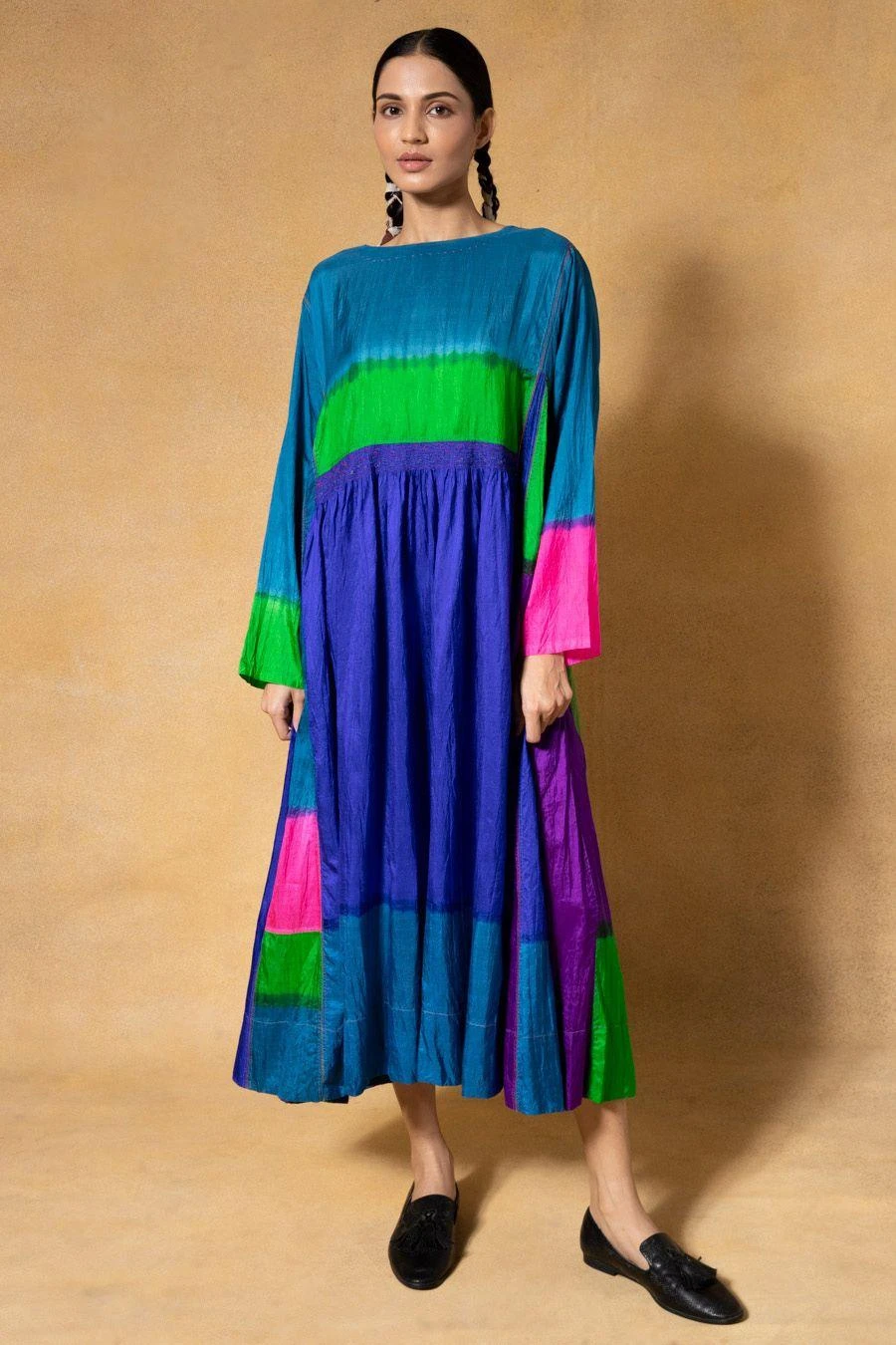 Injiri Blue Handwoven Clamp Dyed Dress 3 Injiri Blue Handwoven Clamp Dyed Dress